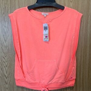 New Pink Lotus Neon Coral Muscle Tee